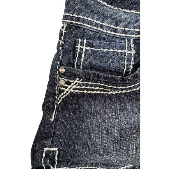 Bongo Dark Wash Denim Shorts | Heavy Contrast Stitch | Size 7 - Picture 3 of 9